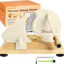 Manual Bread Slicer for Homemade Sourdough Bread, Metal Guide & Adjustable Thickness, Hand Crank Bread Slicer  Upgraded Model, Gift Packaging & Stainless Steel Blade (Cream)