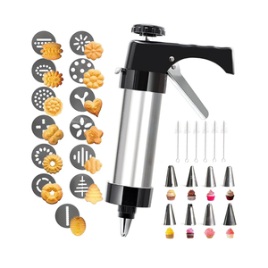 Spritz Cookie Press Gun Kit,13 Cookie Discs+8 Icing Nozzles Perfect for DIY Christmas Cookies and Decorating Cookies,Gifts for Wome（black）