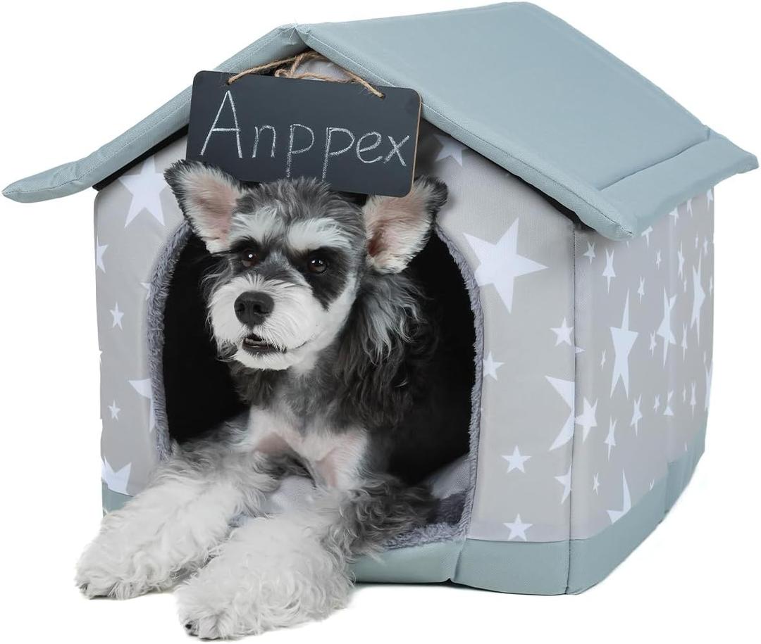 ANPPEX Small Dog House Indoor,M Size Indoor Dog House for Small Dogs and Cats,Covered Dog Bed with Cushion,Grey (M(pets up to 15 lbs), Gray)