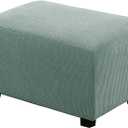 H.VERSAILTEX Ottoman Cover Slipcover Rectangle Fit Length 29"-34" Footrest Sofa Slipcovers Stool Cover Footstool Protector Covers Feature Stretch Thick Soft Jacquard Fabric Removable Washable - Sage (Large)