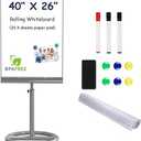 TSJ OFFICE Mobile Standing Whiteboard - 40 x 26 Inches Dry Erase Magnetic White Board with Stand Flipchart Easel Height Adjustable, Gray 