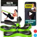 Stretching Strap with Loops - Non Elastic Stretch Band for Physical Therapy, Yoga Strap for Stretching Equipment, Stretch Bands for Exercise and Flexibility - Fascia, Hamstring & Leg Stretcher Belt