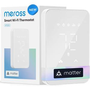 meross Matter Smart Thermostat for Electric Baseboard Heater, Works with Alexa, HomeKit, Google, SmartThings, Programmable WiFi Thermostat for House, Energy Saving, App & Voice Control for Smart Home, Matter Smart Thermostat