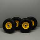 RUTU 4.10/3.50-4" Tire and Wheel, 10 Inch Solid Tires Wheels with 5/8" Axle Bore Hole 2.2" Offset Hub for Wheelbarrow, Dump Cart, Dolly, Hand Truck, Trolley, Garden Wagon, Gorilla Carts, 4 Pack