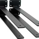 4 Pack - 18 inch Black Hidden L Shelf Bracket (1/5 Inch Thicked) Iron Floating Shelf Brackets Rustic Industrial Metal Brackets for Shelf Support