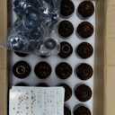 24 Pack 4 oz Amber Glass Bottles, 120ml Boston Round Sample Bottles with Black Poly Cone Caps, Labels, Funnels and Brush