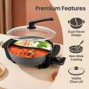 6L Electric Hot Pot with Divider - Dual-Flavor Fondue & Shabu Shabu Pot, 1600W with 5-Temp Control, Non-Stick & BPA-Free, Perfect for Family Dinners & Parties