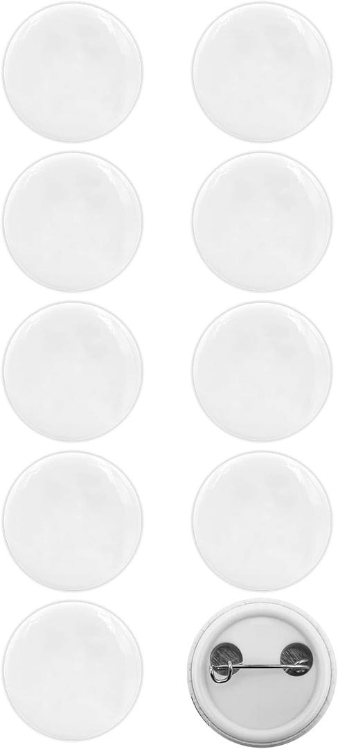 Plain White Blank Pinback Buttons Badge Glossy Round Crafts (2.25 inch, 10 Pcs)