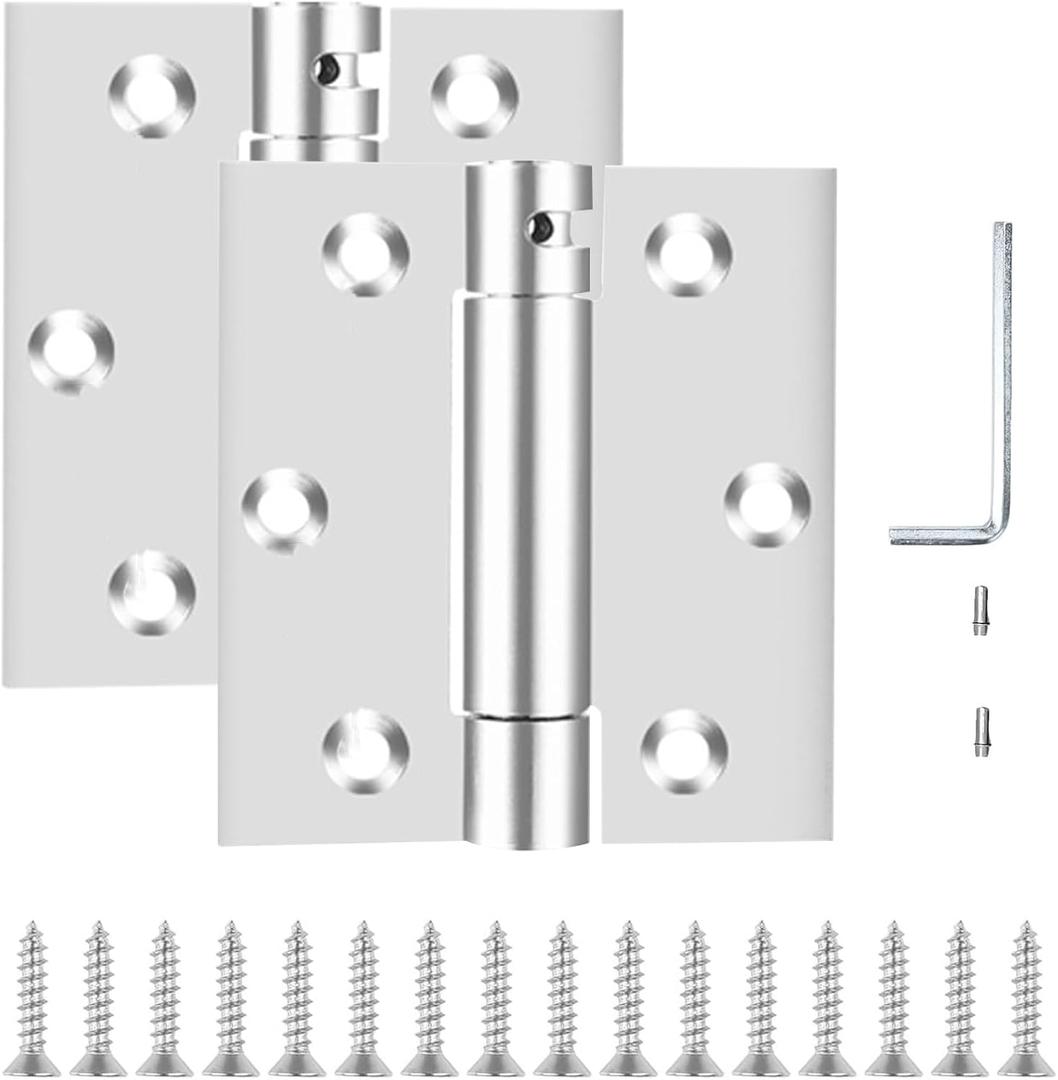 Self Closing Door Hinge, 3 inches,Auto Closing Spring Hinge with Adjustable Tension, Thickened 304 Stainless Steel Heavy Duty Door Hinges 3 inches,with Mounting Screwdriver Hardware,2 Pack (Silver)