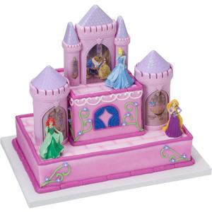 DecoSet Disney Princess Happily Ever After Birthday Cake Topper, 6-Piece Cake Decorations, Includes Castle with Moveable Turrets, Cinderella, Ariel and Rapunzel Figurines