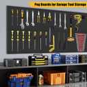 PBHEPJ 8 Pcs Metal Pegboard Panels, Heavy Duty Peg Boards for Garage and Garden Tool Storage, Includes Drywall Anchors and Screws Kits, Black (8 pcs 16in x 12in)