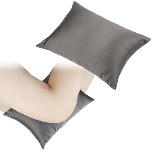 Knee Pillow Leg Pillows 11" x 7.8" Silky Small Hip Support Pillows Smooth Cooling Between Legs for Side Sleepers Sciatica Joints Pain Relief Post Surgery Cushion Gifts, Satin Dark Gray