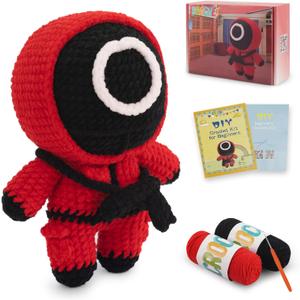 Crochet Kit for Beginners,Crochet Kit Amigurumi Crocheting Animals Kits with Step-by-Step Video Tutorials, Knitting Starter Pack for Adults and Kids (red)