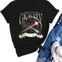 Women Pink Goes Good with Green Shirt Embroidery Musical Movie Shirts Witch and Princess Tee Musical Fan Gift Tops (Small, Deep Black)