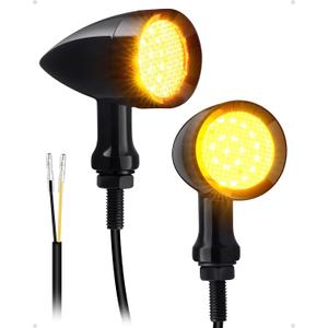 Amazicha 24 LEDs Motorcycle Turn Signals Led, SMD Mini Size Blinkers with 8mm/10mm Mounting Holes Fit for Harley Dyna Honda Kawasaki Suzuki Yamaha (Black/Amber)