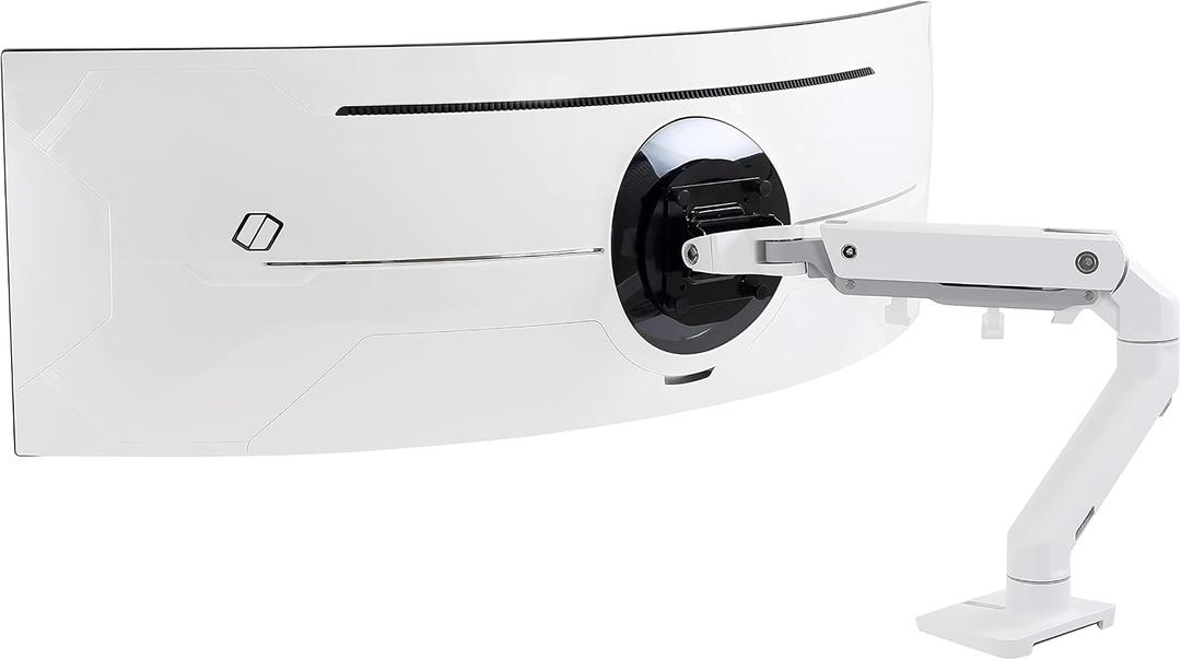 Ergotron HX HD Premium Heavy Duty Gaming Monitor Arm, Single Monitor Desk Mount for 1000R Curved Ultrawide Monitors Up to 49 Inches, 28 to 42 lbs, VESA 75x75mm or 100x100mm HD Pivot, White