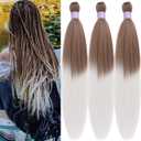 Ombre Braiding Hair Pre Stretched Brown Grey Braiding Hair Extensions For Braids 26 Inch Flame Retardant Synthetic Knotless Braid For Box Braids And Twists Crochet Hair For Women (3 Pack)