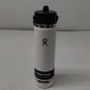 Hydro Flask 24 Oz Wide Flex Straw Cap Bottle - Insulated Stainless Steel - Wide Straw Lid, Non Spill, Leakproof in White