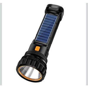 Solar/Rechargeable Multi Function 1000 Lumens LED Flashlight, with Emergency Strobe Light and 1200 Mah Battery, Emergency Power Supply and USB Charging Cable, Fast Charging (1PC)