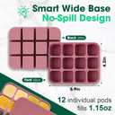 Mimorou 3 Pack Baby Food Freezer Tray with Lids 2.8 oz x 12 Cups Silicone Baby Food Storage Container Ice Cube Freezer Molds for Homemade Vegetable Fruit Purees Snack(12 Cups,Purple, Pink, White)