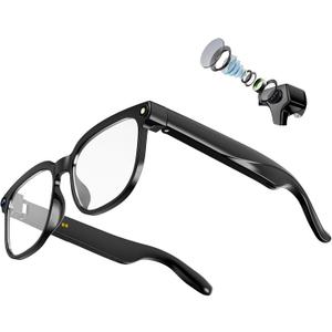 AI Smart Glasses with Camera & Audio, 8MP Resolution 1080P HD Video Recording, Supports Photo/Video/Audio, AI Assistant/AI Translation with ChatGPT for Men & Women(Clear Lenses/Basic)