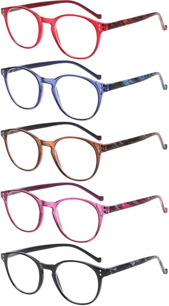NORPERWIS 5 Pairs Reading Glasses - Standard Fit Spring Hinge Readers Glasses for Men and Women (Black Purple Red Blue Brown, 1.50)