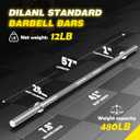 Weight Lifting Bar 57", 1" Standard Straight Barbell Bars Olympic for Home Gym Weight lifting/Strength Training/Squat/Bench Press/Deadlift/Lunges/Hip Thrusts, 2 Star Collars (480lb Weight Capacity)