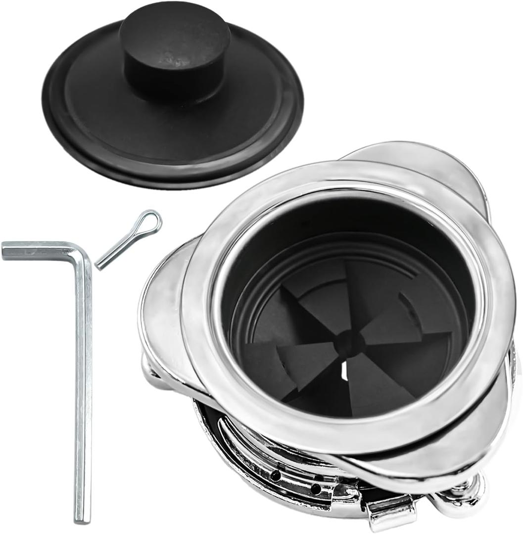 Garbage Disposal Flange Kit and Stopper for InSinkErator,3 Bolt Mount Stainless Steel Kitchen Sink Flange Parts with Stopper Compatible with InSinkErator Models Garbage Disposal(114mm)