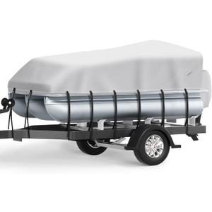 Pontoon Boat Cover, Waterproof 1200D Pontoon Cover with Motor Cover, 21-24 FT Canvas Boat Cover for Pontoon, Gray (Length: 21'-24' Beam Width: up to 102")