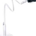 Lamicall Phone Holder, Gooseneck Mount, Compatible with 4-7'' Smartphones and Desktops, Adjustable Arm and Non-Slip Base, Easy to Install and Use (White)