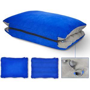 JefDiee Inflatable Camping Lumbar Pillow with Memory Foam and Washable Cover Travel Pillow for Airplanes, Camping (Blue M) (Medium, Azure)