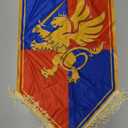 28 Inch Halloween Medieval Fantasy Pull-down Banner with Lion Design Hanging Party Bunting Banner Medieval Party Decorations Garden Cutouts Flag for Castle Theme Festival Birthday Decor