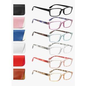 Kerecsen 6-Pack Reading Glasses Blue Light Blocking,Spring Hinge Readers for Men Women,Computer Eyeglasses +1.50