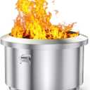 Onlyfire 24 Inch Outdoor Smokeless Fire Pit Stainless Steel Fire Bowl, Portable Wood Burning Stove with Detachable Handles for Backyard Camping