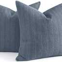 24x24 Pillow Covers Set of 2 Euro Sham Pillow Covers Cotton Euro Pillow Shams, Boho Throw Pillow Covers Large Decorative Square Pillowcase for Couch Bed, Blue Grey