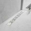 Linear Shower Drain, Shower Drain 24 inch with Bar Pattern Grate, Durable AISI 304 Stainless Steel Shower Drain, Linear Drain with Hair Strainer and Leveling Feet