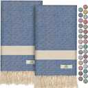 EPHESUS TOWELS Turkish Hand Towels -  18" x 30" Decorative Boho Guest Bath Towel for Bathroom, Kitchen, Face, Hair, Tea, Dishcloth (Diamond, Oil Blue)