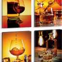 Framed Vintage Wine Whiskey Wall Art Prints, Wine Glass Whiskey Glass Still Life Canvas Posters for Kitchen Dining Room Bar Decoration, Men Cave Wall Decor, Set of 4-8x10 Inches (Colorful)