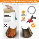 25 FT Double Mode Drain Snake Tools, 14-in-1 Drain Auger for Sink and Drain Unblocking, Plumbing Snake for Kitchen, Bathrom and Shower Sink, Drain Clog Remover for Real DYIsUpgraded