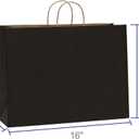 BagDream 16x6x12 Inches 50Pcs Black Kraft Paper Bags with Handles Bulk, Large Gift Bags for Shopping, Grocery, Retai, Merchandise, Party Favor Gifts, Recyclable Paper Sacks