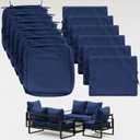Thick Outdoor Back&Seat Cushion Covers 24244in 6Pcs for Patio Furniture with Zipper Closure and Handle, Waterproof Replacement Slipcover for Garden Rattan Chair Sofa, Blue