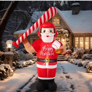 Shappy 6ft Christmas Santa Inflatable Outdoor Decorations Santa Claus Playing Baseball Xmas Blow up Yard Decoration with LED Lights for Garden Lawn Party Sports Gifts (Baseball)