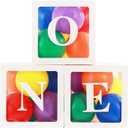 First Birthday Decorations for Boy Girls, ONE Balloon Boxes with Rainbow Balloons, ONE Blocks for Cartoon Watermelon Street Rainbow Theme Baby 1st Birthday Backdrop, Cake Smash Photo Props