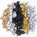 1200Pcs Friendship Bracelet Beads, 6x9mm Pony Beads for Jewelry Making, 5 Style Gold Silver Colors Kandi Beads Bulk, Hair Beads for Braids with Stretch Cord and Scissors