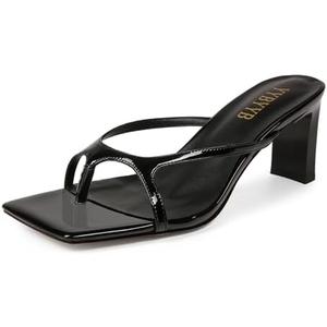 YYBYYB Women's Chunky Heels Flip Flops Block Heeled Sandals Square Open Toe Heels Summer Party Sexy Dress Shoes 6