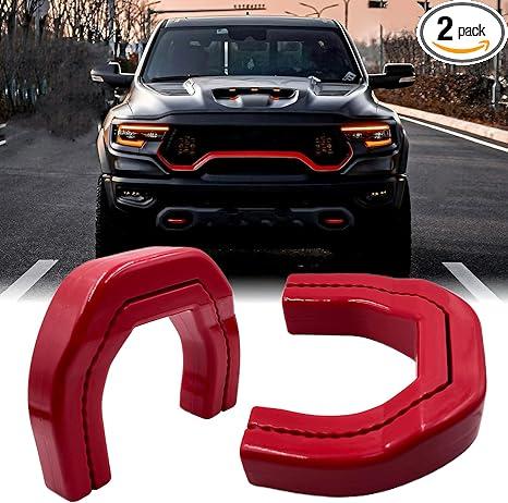2PCS Tow Hook Covers Front Tow Hooks Compatible with Dodge RAM 1500 Accessories 2019-2024, Customized Hitch Cover (Not Fit for RAM 1500 Classic,Warlock,RAM 2500,RAM 3500)