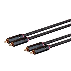 Monoprice Male RCA Two Channel Stereo Audio Cable - Gold Plated Connectors, Double Shielded, 6 Feet, Black - Onix Series