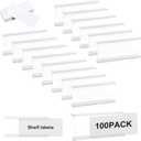 100pcs Label Holder Wire Shelf Labels 3 Inch Shelf Tags for Wire Shelving Metro Shelving Clips for 1-1/4in Shelves Adjustable Plastic Rack Label Holder Retail Warehouses Price Display