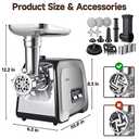 Meat Grinder, Sausage Stuffer, [2800W Max] Electric Meat Mincer with Stainless Steel Blades & 3 Grinding Plates,Sausage Maker & Kubbe Kit for Home Kitchen & Commercial Using
