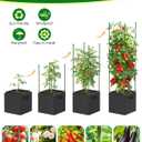 4 Pack Tomato Cages, 55inch Square Tomato Trellis with 17 Gallon Grow Bags, Tomato Plant Support Stakes for Garden Climbing Vegetables Flowers Fruits